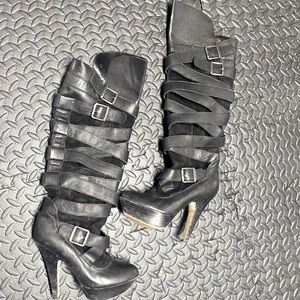 Size 6 real leather and suede stiletto boots